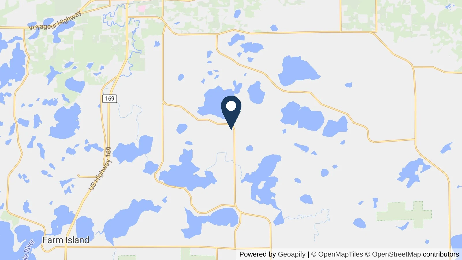 Map showing the general Aitkin, MN area where Collins completed this metal roofing project