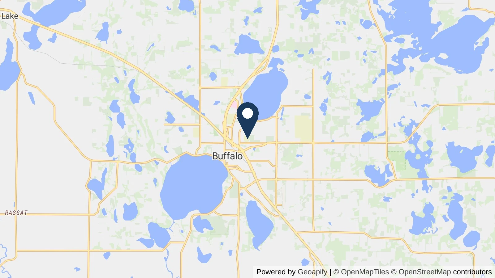 Map showing the general Buffalo, MN area where Collins completed this metal roofing project