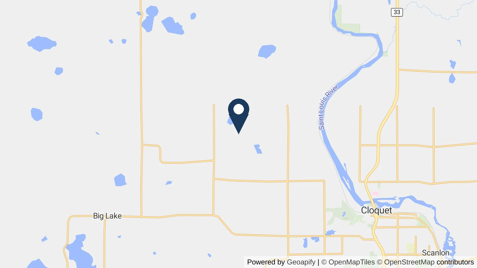 Map showing the general Cloquet, MN area where Collins completed this metal roofing project