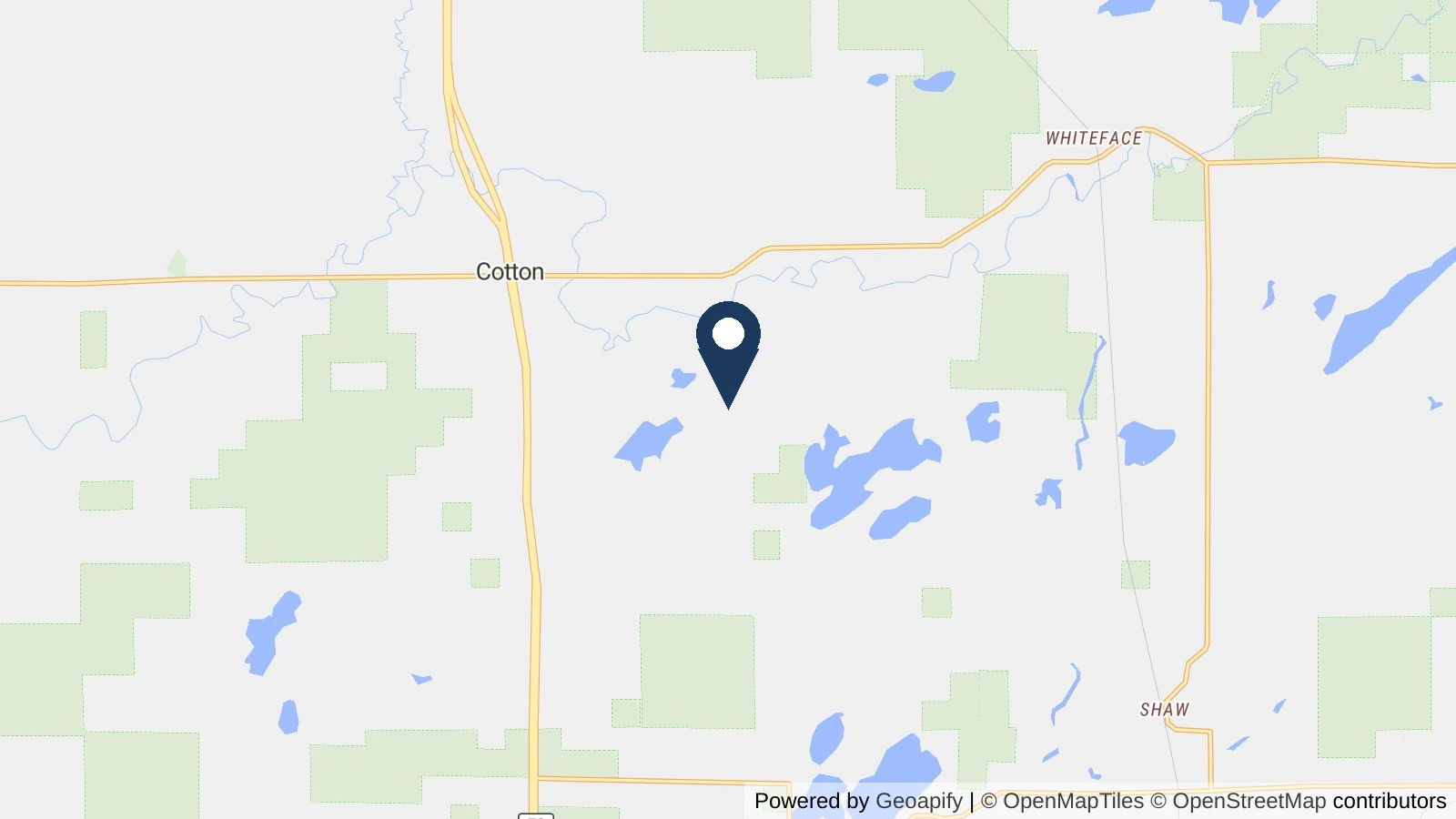 Map showing the general Cotton, MN area where Collins completed this metal roofing project