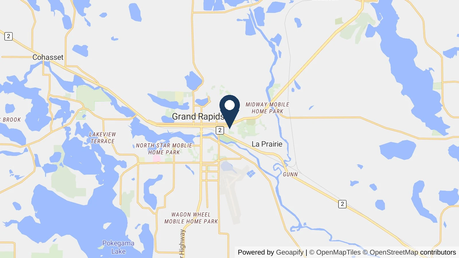 Map showing the general Grand Rapids, MN area where Collins completed this metal roofing project