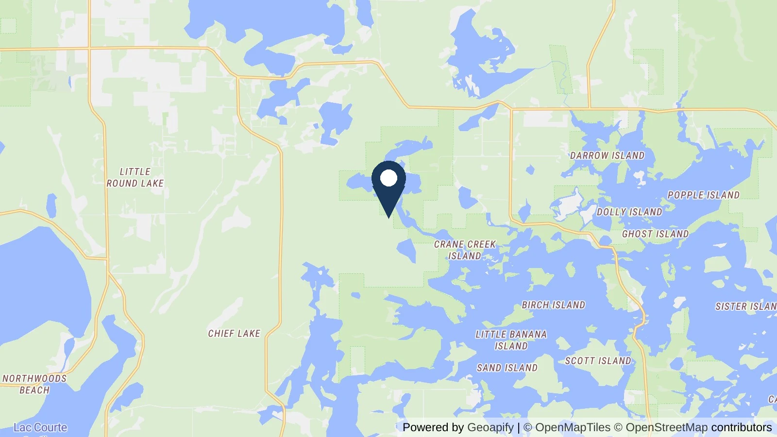 Map showing the general Hayward, WI area where Collins completed this metal roofing project