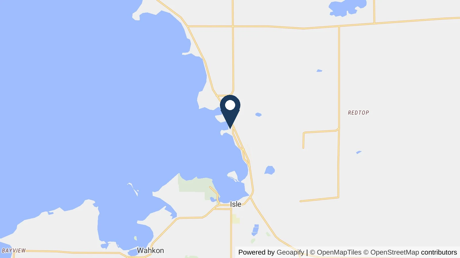 Map showing the general Isle, MN area where Collins completed this metal roofing project