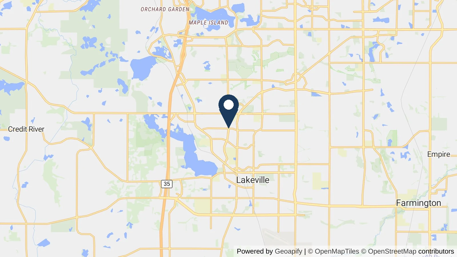 Map showing the general Lakeville, MN area where Collins completed this metal roofing project