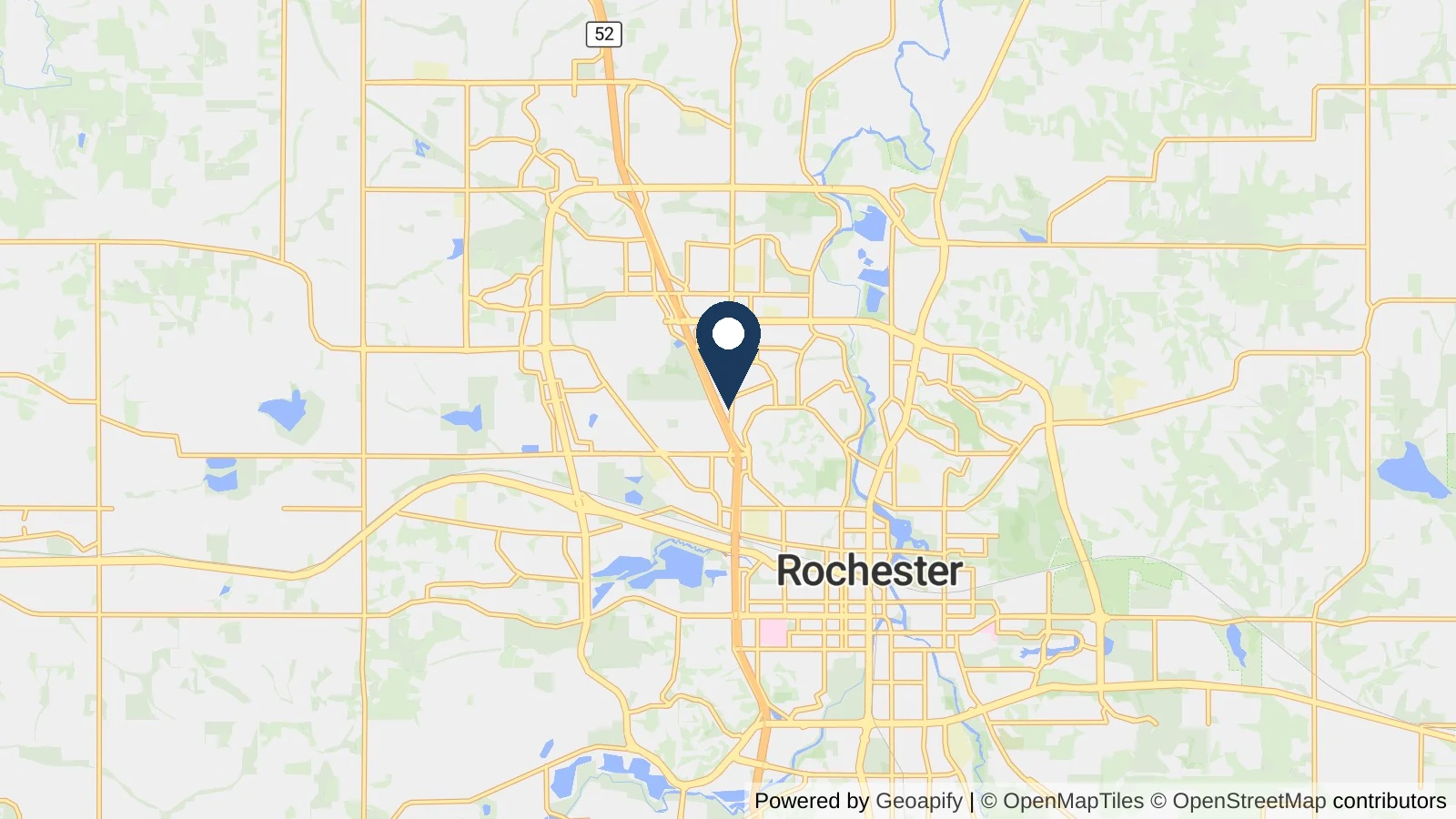 Map showing the general Rochester, MN area where Collins completed this metal roofing project