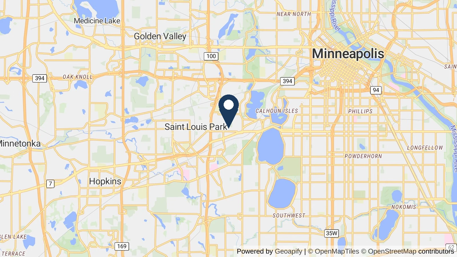Map showing the general St. Louis Park, MN area where Collins completed this metal roofing project
